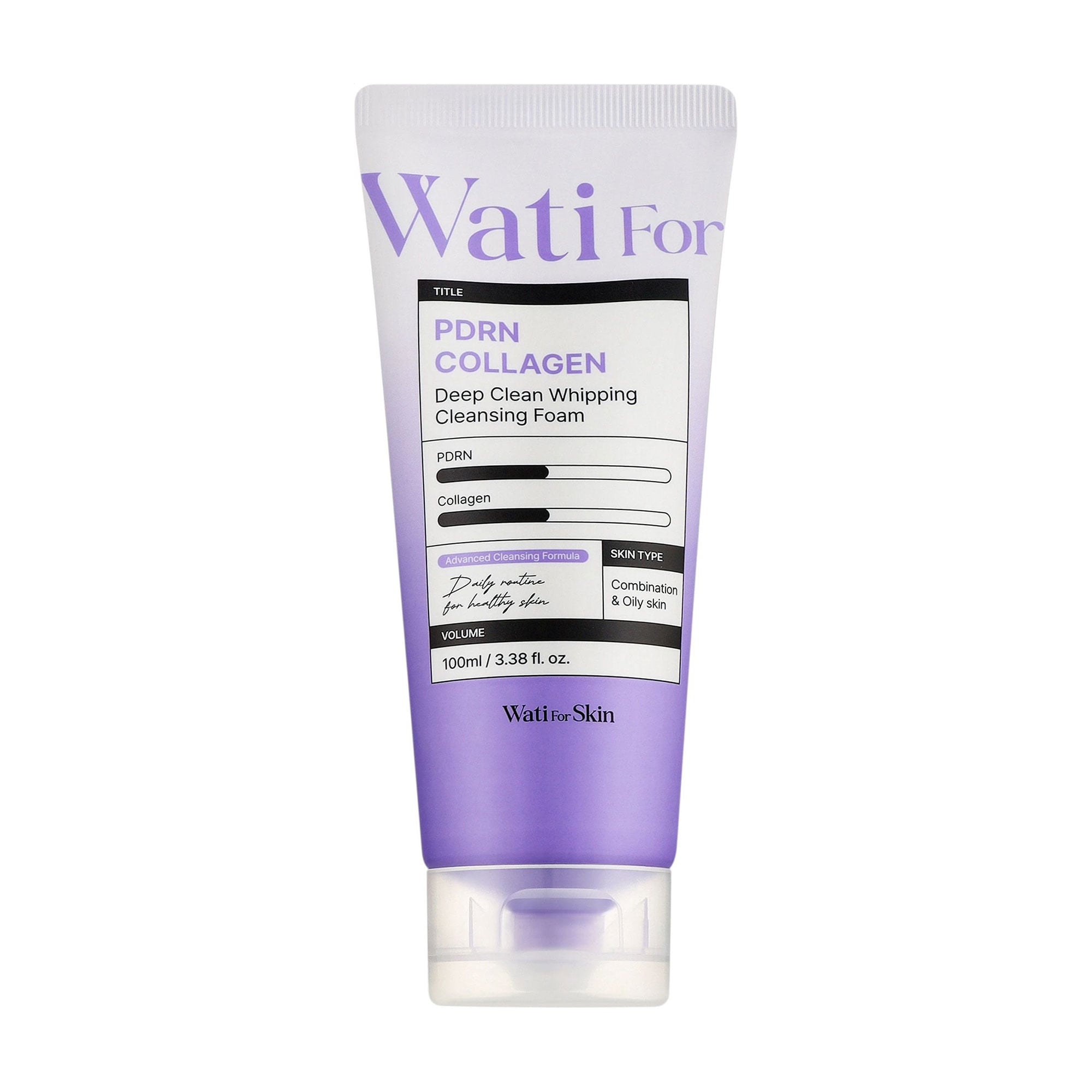 Пінка для вмивання Wati For Skin PDRN Collagen Deep Clean Whipping Cleansing Foam, 100 мл